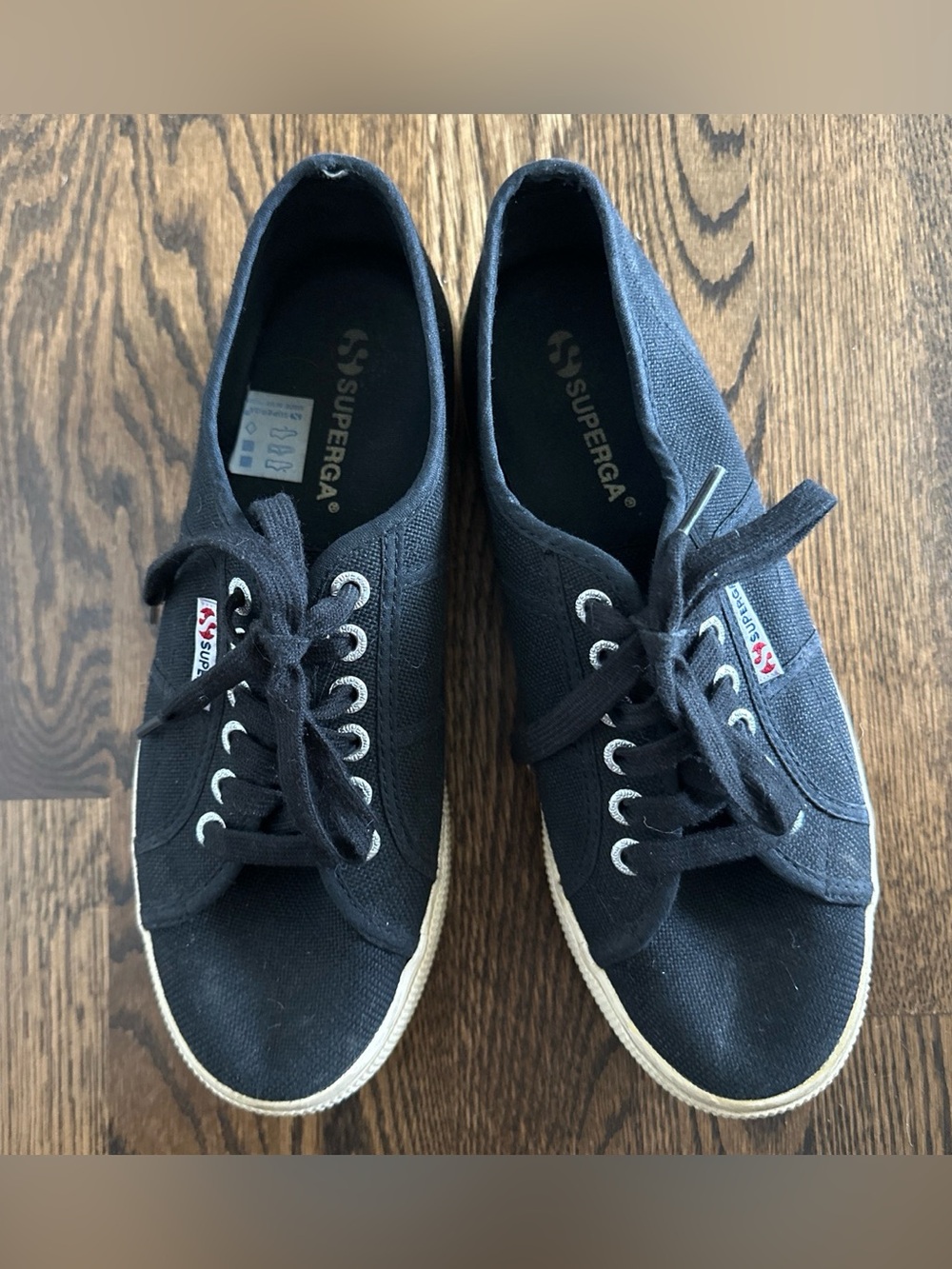 Superga Black Canvas platform Sneakers size 40